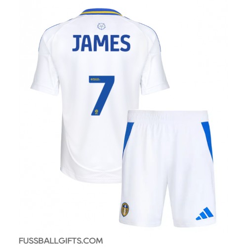 Leeds United Daniel James #7 Fußballbekleidung Heimtrikot Kinder 2024-25 Kurzarm (+ kurze hosen)